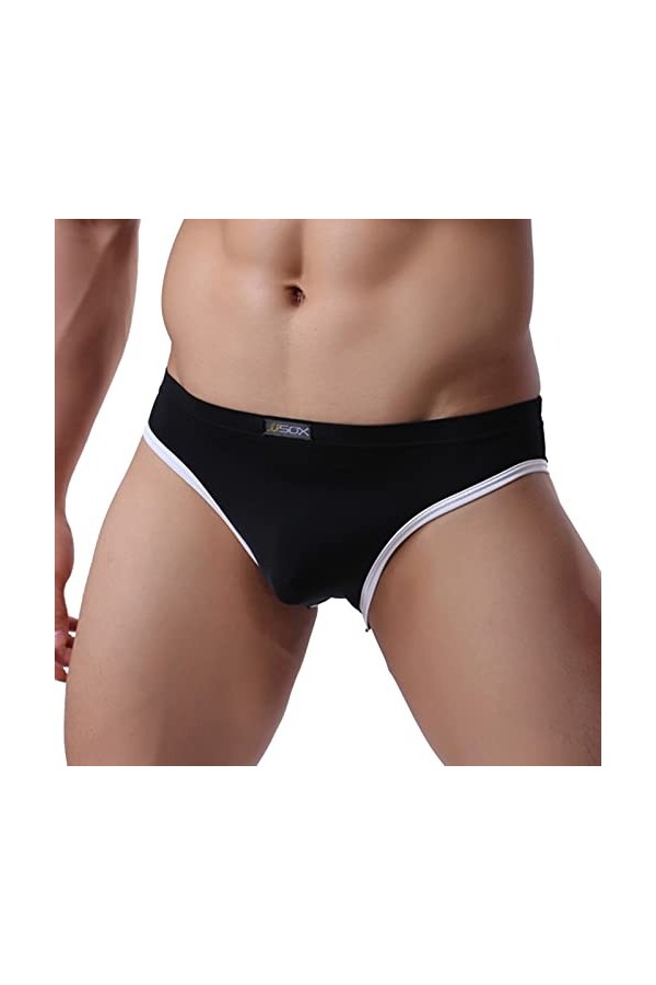 Mini string côtelé doux en soie glacée délavé sexy pour homme, Noir , XL
