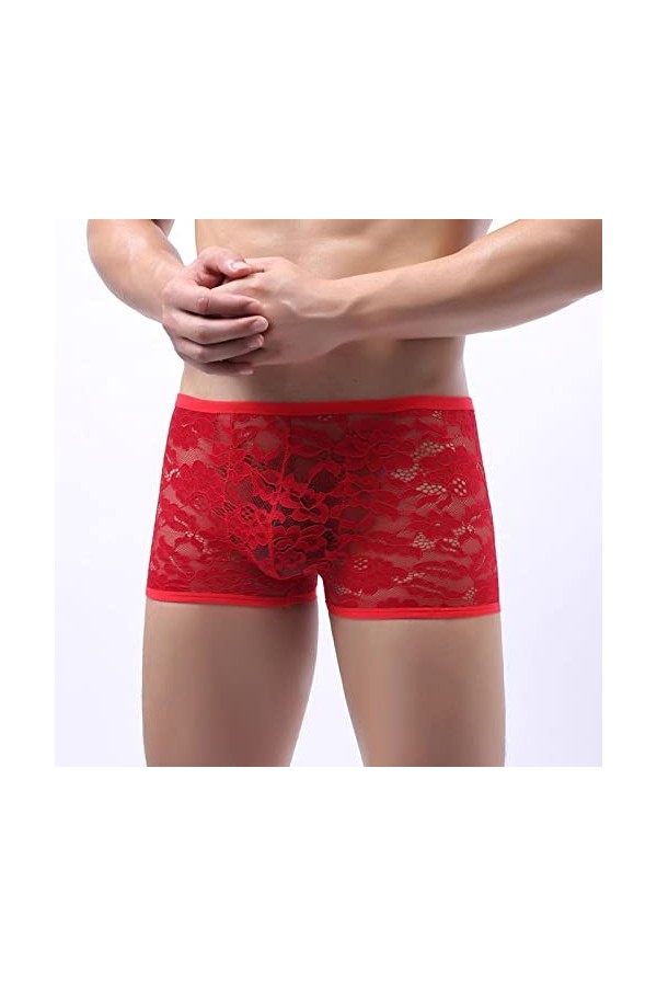 Générique String Homme Sexy Chic Boxer Boxer en Dentelle tricotée Taille Basse Respirante Sexy de Couleur Unie pour Hommes Pe