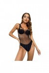 UOWEG Femmes Sexy Diamond Colored Diamond Shiny MeshSexy Lingerie sous-vêtements Tenue Sexy avec Trou Black, One Size 