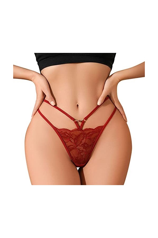 HELLORSOON String Ficelle Femme,Sexy Féminin Maille Transparente en Soie Nuisette Tanga pour Femme