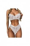 sous-Vetements Femme Sexy Ensemble Soutien Gorge et String 2 Pièce Lingerie Sexy Ensemble Erotique Vêtements De Nuit Dentelle