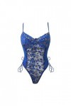 KIMODO Ensemble de lingerie sexy en dentelle pour femme, bleu, L