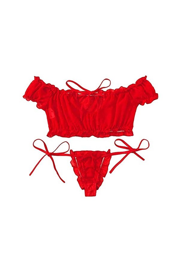 Zannycn Ensemble de lingerie sexy pour femme - Ensemble de lingerie sexy - Tenue sexuelle - Licol - Ensemble de sous-vêtement