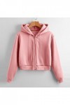 Sweat-shirt à capuche pour femme - En coton - Avec fermeture éclair - Léger - Imprimé cœur - Grande taille, E rose., XS