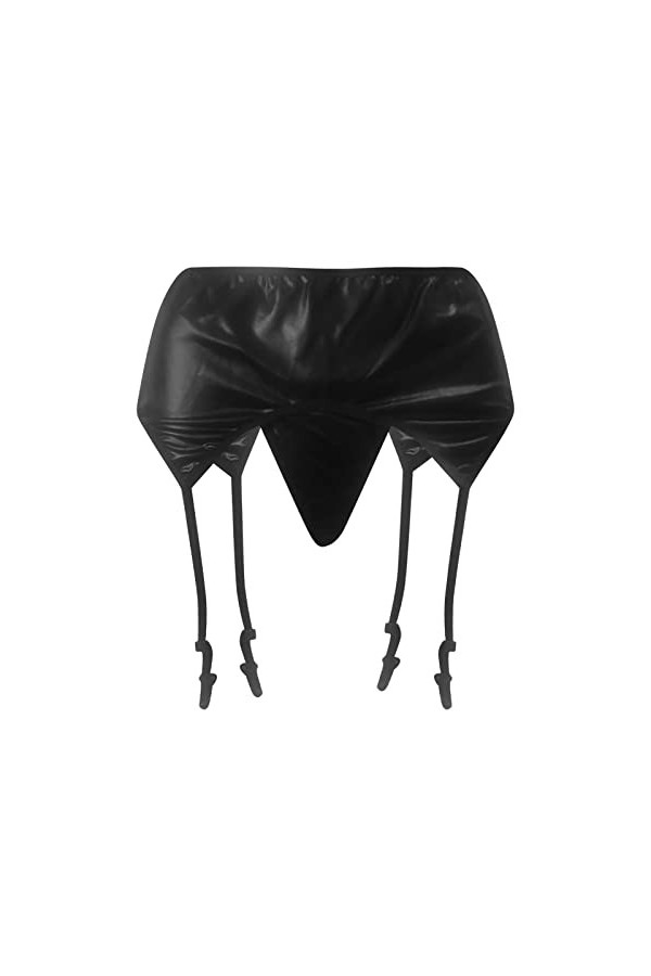 UOWEG Mode Faux Cuir Latex Costume Sexy Jarretière Lingerie Sexy Ensemble De Lingerie Dentelle Black, One Size 
