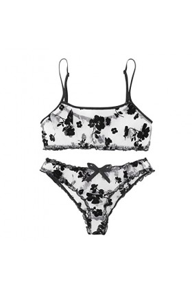 String brodé en fibre de polyester pour porter tous les jours pour femme - Lingerie sexy pour la Saint-Valentin, Noir , M