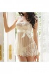 Robe de nuit en crochet - Sous-vêtements en dentelle - Lingerie sexy - Pour femme - Pour le bain, blanc, L
