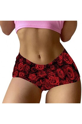 DUHGBNE Femmes Saint Valentin Imprimé Shorts Amusants Boxer Sous-vêtements Boyshort Culotte Femme Pyjama Photo Sous-vêtements