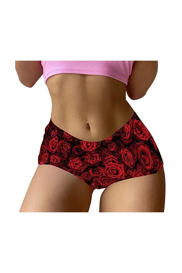 DUHGBNE Femmes Saint Valentin Imprimé Shorts Amusants Boxer Sous-vêtements Boyshort Culotte Femme Pyjama Photo Sous-vêtements