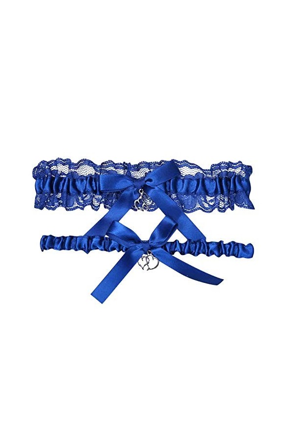 ZHIYU ensemble mariée dentelle jarretelles jarretières mariage accessoire femme chaussettes chaudes electrique, bleu, taille 