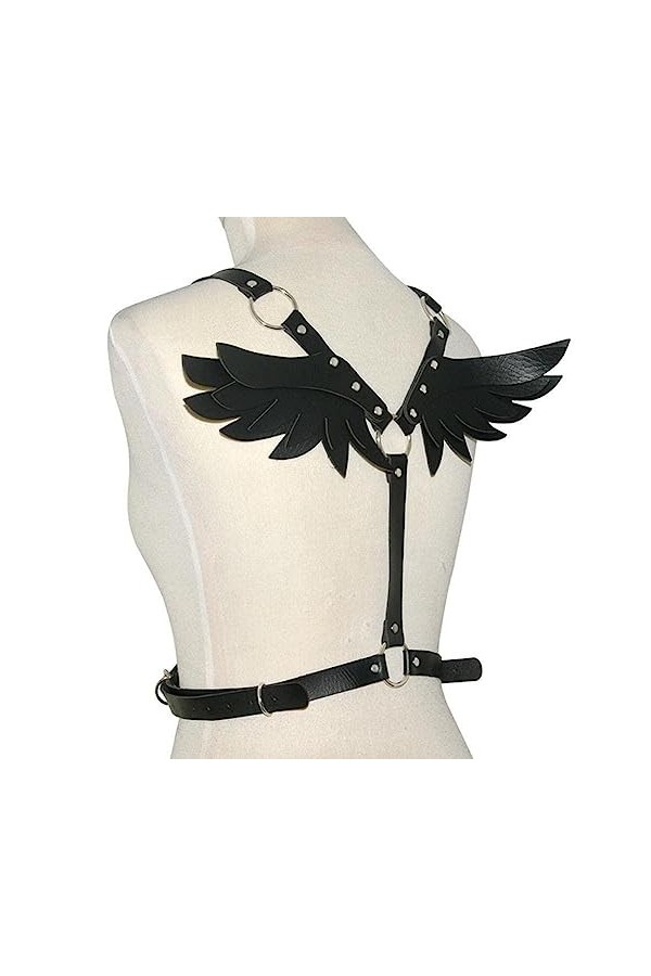 Lingerie Sexy Harnais en Cuir Aile Gothique Harajuku Ceinture Jarretière Ceinture Ceinture Gros Rave Punk Harnais Jarretière
