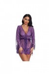 liaddkv Teddy avec culotte V Femmes Lingerie Sexy Dentelle Vêtements de Nuit Deep Horny Lingerie, lilas, L