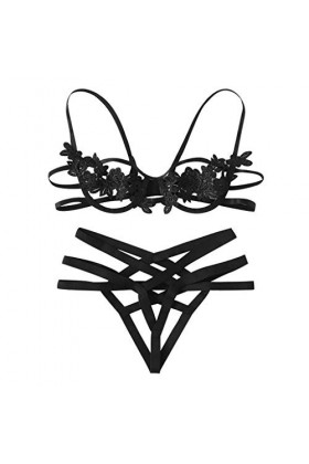 Lingerie Sexy Ensemble Femme Sexy Vêtements De Nuit 2 Pièce sous-Vetements Erotique Ensemble Soutien Gorge et String Dentelle