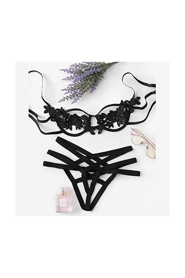 Lingerie Sexy Ensemble Femme Sexy Vêtements De Nuit 2 Pièce sous-Vetements Erotique Ensemble Soutien Gorge et String Dentelle