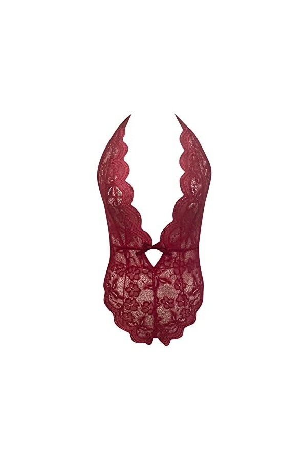 Générique Bodys Sexy Femmes sous-vêtements Creux Combinaison de Lingerie Dentelle de Nuit Body Creux Nuisette Teddy Profonde 