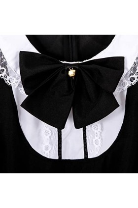 maxToonrain Costume de soubrette pour femme - Oreilles de chat - Déguisement pour femme - Noir - Taille XL