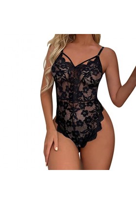 MODSGUE Tenue sexy pour femme - Lingerie en dentelle - Bodysuits érotiques - Cosplay - Onesies séduisantes avec bretelles cro