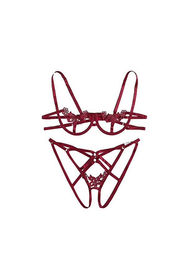 Zannycn Lingerie sexy pour femme - Lingerie sexy pour femme, rouge, L