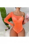 UOWEG sous-vêtements érotiques pour Femmes Sexy Single Sleeve Hot Drill Shiny Large Size Mesh Clothes Bodys Sexy Orange, One