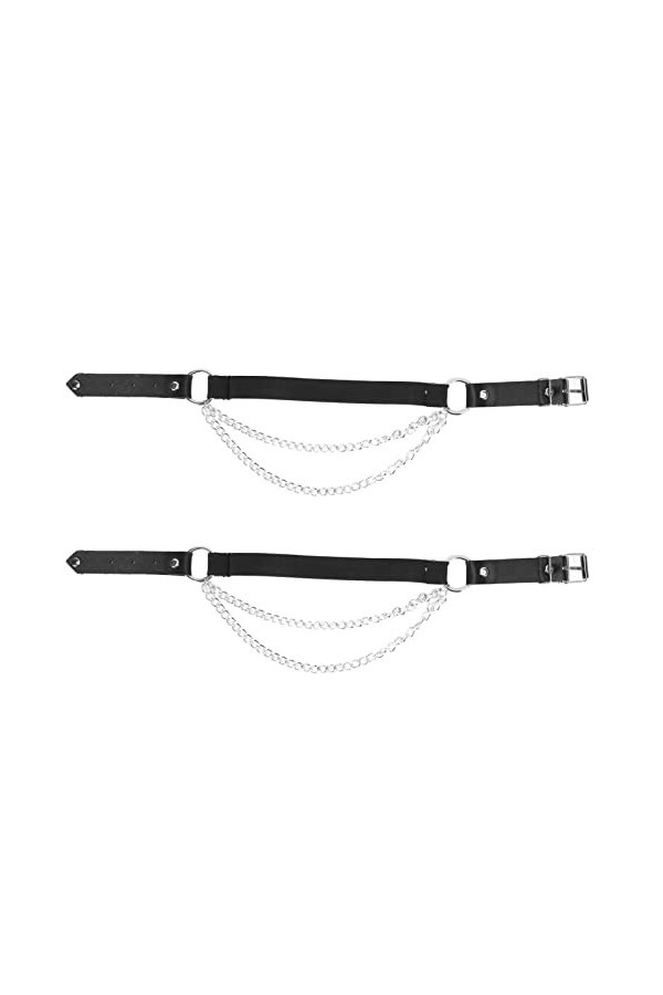 2pcs Femmes Cuisse Jarretière, 17.9in Long Simili Cuir Chaîne en Métal Boucles Réglables Ceinture de Cuisse pour les Fêtes de