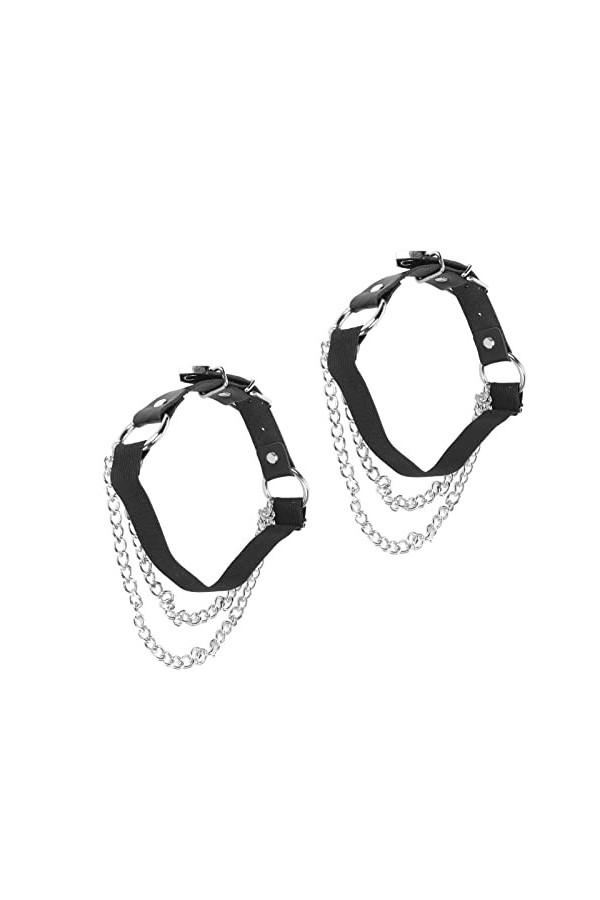 2pcs Femmes Cuisse Jarretière, 17.9in Long Simili Cuir Chaîne en Métal Boucles Réglables Ceinture de Cuisse pour les Fêtes de