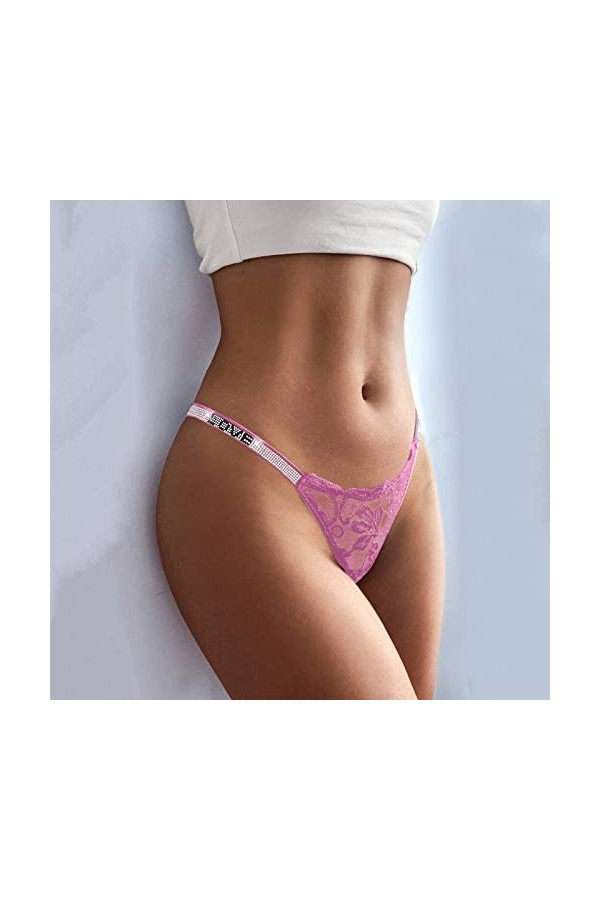 Slip Femme Taille Haute 3 PC Femmes Sexy Dentelle Slips évider Culotte Crochet à Lacets Culotte Tongs G String Lingerie sous-