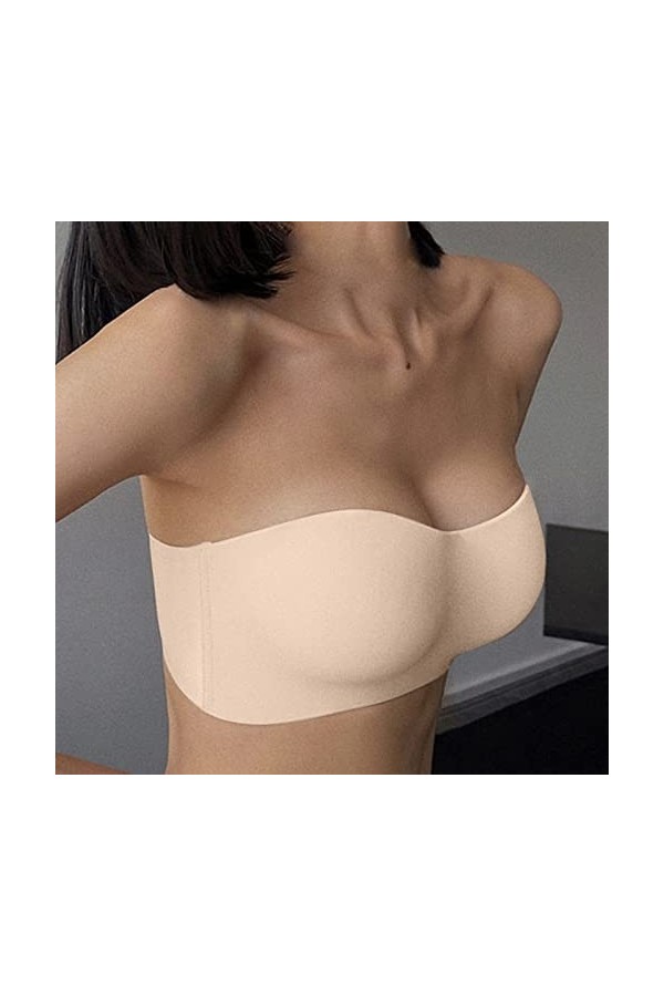 Zannycn Soutien-gorge dallaitement classique sans armatures pour femme - Maintien fort - Grande taille - Bustier, beige, 40