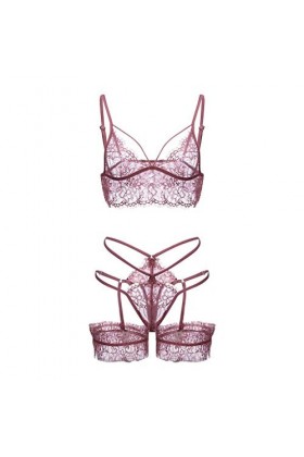 Sous-vêtements de mode sexy pour femme en dentelle creuse sous-vêtement Ba-G-Tring-String-Set 2-XL Sexy Costume de Noël Ensem