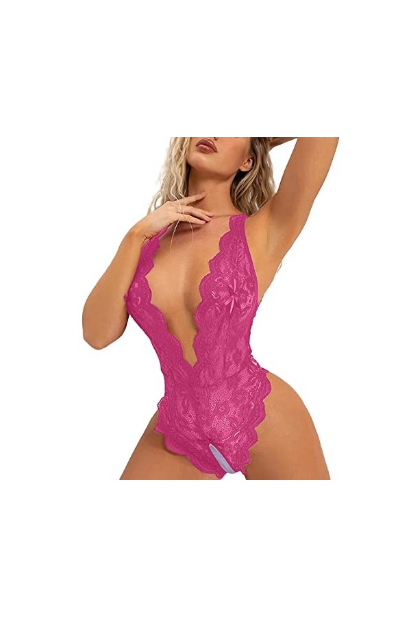 Fulidngzg Sous-vêtement sexy pour femme en dentelle - Body sexy pour le sexe - Grandes tailles - Babydoll - Lingerie ouverte 
