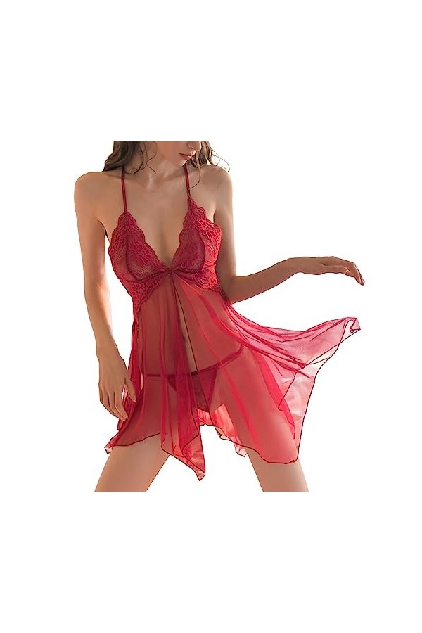 Lingerie Hot Taille S pour Femmes Vêtements de Nuit Dentelle Sexy Grande Taille sous-vêtements Maille passionnée Voir à Trave