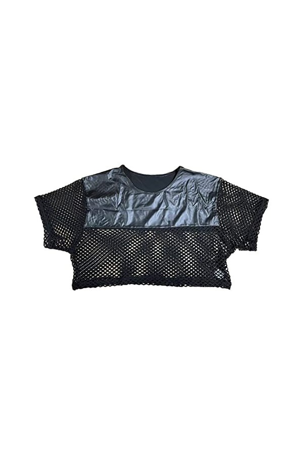 Générique Lingerie Homme Sexy Hot T-Shirt Homme en Cuir Sexy col Rond Transparent de pêche Manteau Taille Creuse Peignoirs In