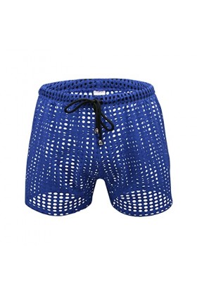 FGUUTYM Man G String Mens Fashion Mens Interest Hollow Sexy Mesh Pantalon Mode Loisirs, bleu foncé, S