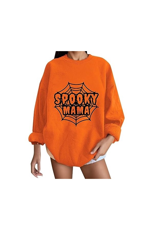 Gefomuofe Pull pour femme - Col rond - Manches longues - Imprimé 3D - Manches longues - Col rond - Décontracté - Haut dété -