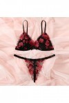 UOWEG Femmes Sexy Lingerie Pure Pyjama Sommeil Loung sous-vêtements Floral Dentelle Soutien-Gorge et Ensemble de Culottes Lin
