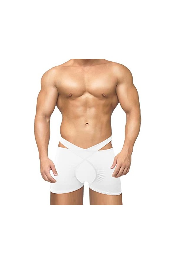 UOWEG sous-vêtements Amusants pour Hommes Taille Basse Plat Sexy Voir à Travers Le Pantalon dangle en Dentelle Pantalon à Co