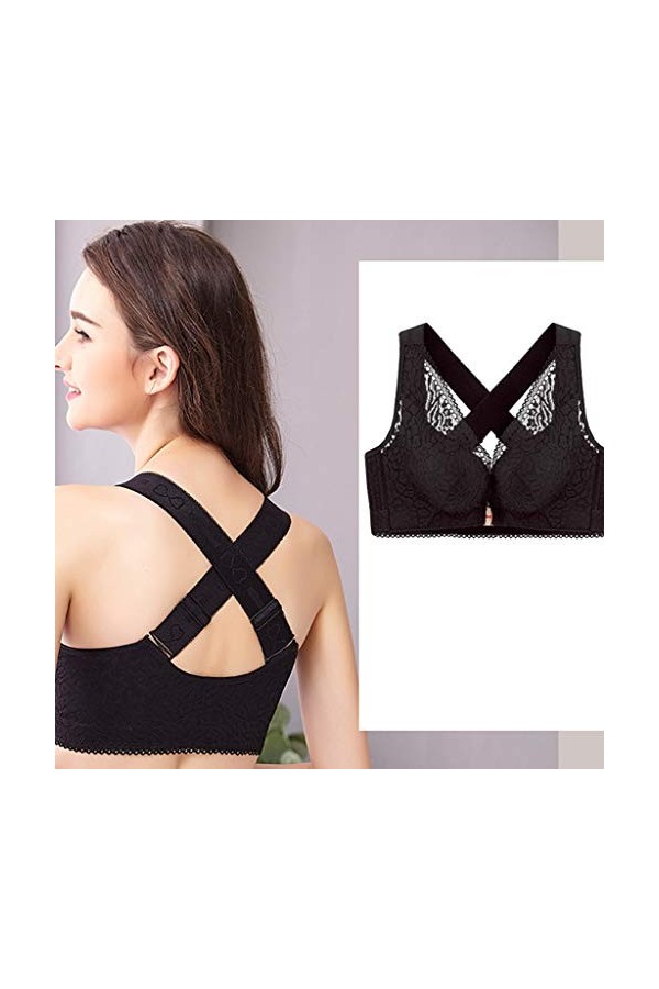 Ensemble Lingerie Robuste Soutien-Gorge de Levage de Posture Extra-élastique avec Fermeture à lavant pour Femmes Lingerie Se