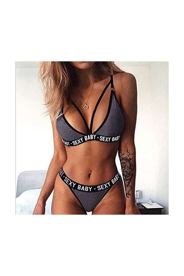 Femmes Pyjamas Lingerie Nuit Culotte Ensemble Bra sans Dos Sleepwear Sexy et Sexy Lingerie Sein