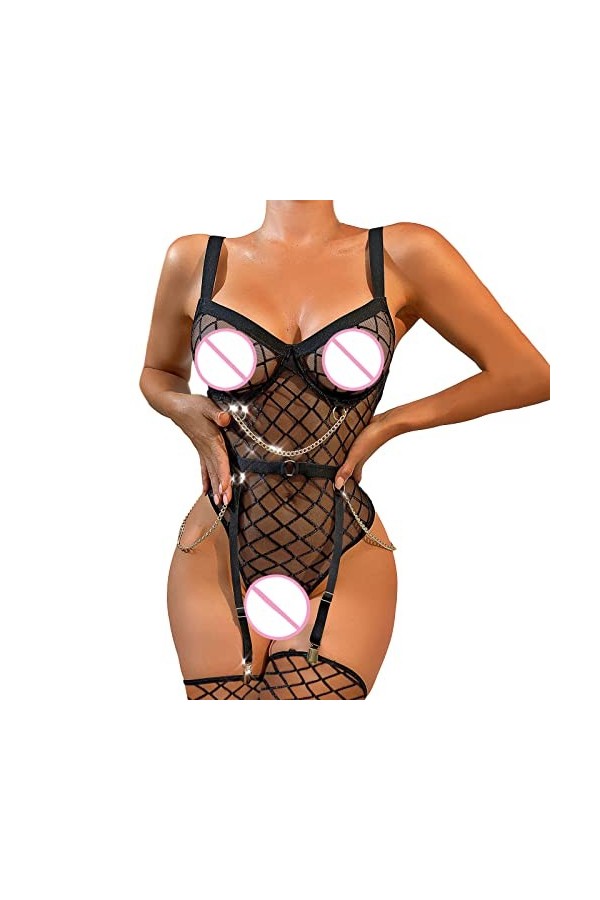 Lingerie Femme Sexy Ensemble Homme Sexy Hot y*2*k Femmes Mode Impression Maille Lingerie Dentelle Lingerie Deux pièces Ensemb