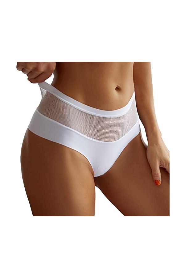 RUITOTP Femmes Maille Arc brodé Dentelle Transparent String Sexy sous-vêtements Dos Pansement évider Culotte String Sexe Slip