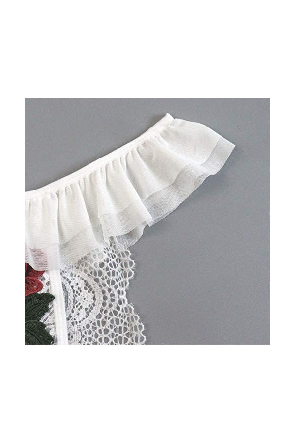 UOWEG Ladies Sexy Sexy Pajamas Exquisite Embroidery Lace Cute Pajamas Set Lingerie Infirmière Sexy White, XXXL 