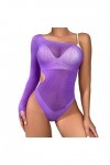 UOWEG sous-vêtements érotiques pour Femmes Sexy Single Sleeve Hot Drill Shiny Large Size Mesh Clothes Bodys Sexy Purple, One