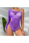 UOWEG sous-vêtements érotiques pour Femmes Sexy Single Sleeve Hot Drill Shiny Large Size Mesh Clothes Bodys Sexy Purple, One