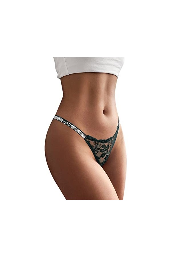Slip Femme Taille Haute 3 PC Femmes Sexy Dentelle Slips évider Culotte Crochet à Lacets Culotte Tongs G String Lingerie sous-