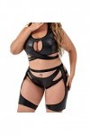 Lingerie pour femme Plus Size Teddy Body Lingerie Sexy Encolure en V Lacets Connectés avec ensemble de string pour femme Ense