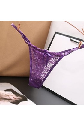 Culotte Dentelle Briefs Taille Sexy sous-vêtements Bas sous-vêtements Thong pour Femmes Tenue Sexy avec Trou Purple, One Siz