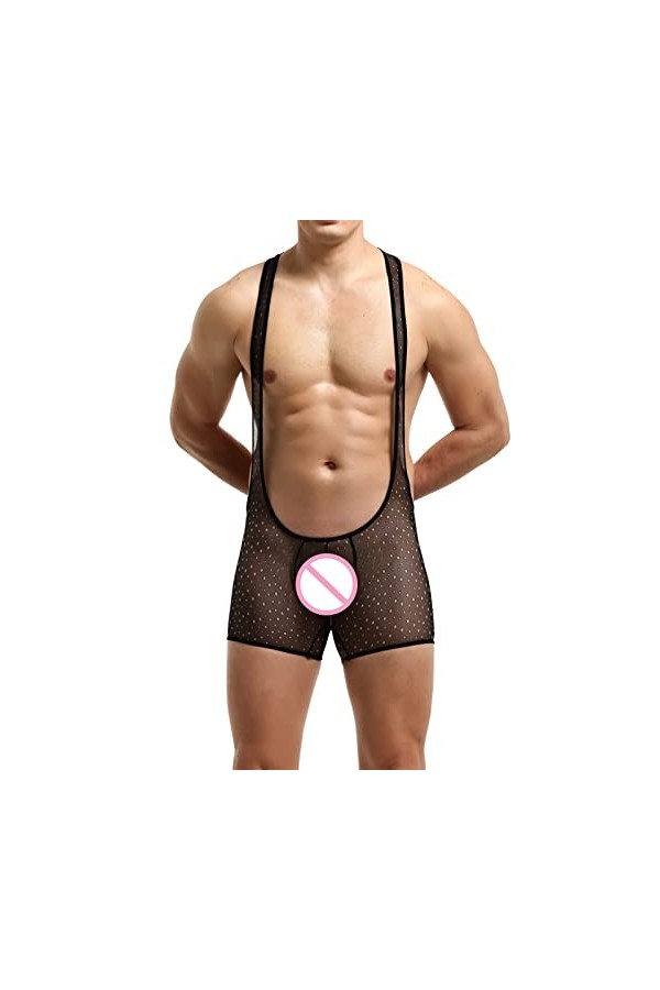 Body Jockstrap pour homme en maille extensible avec bretelles mankini, sous-vêtements, nœud papillon, cosplay, serveur, tanga