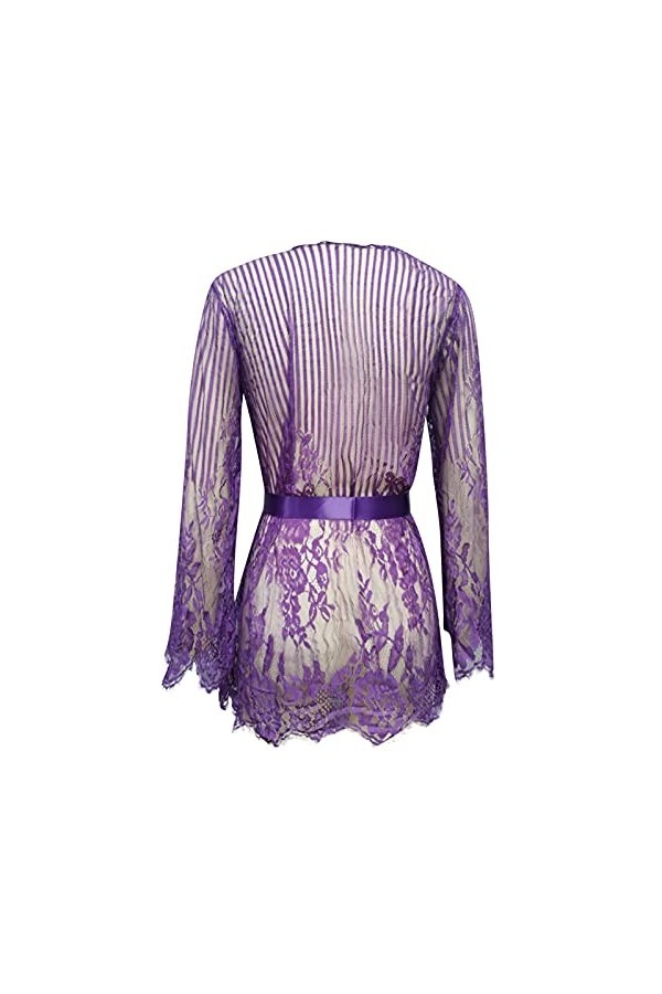 liaddkv Teddy avec culotte V Femmes Lingerie Sexy Dentelle Vêtements de Nuit Deep Horny Lingerie, lilas, XL