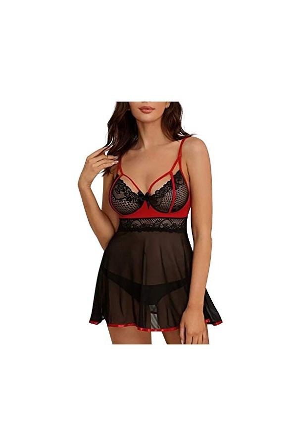 PANPANY Sleepwear Size + Lingerie Plus Bowknot G-String Robe sous-vêtements Femmes Lingerie Fourrure Black, M 