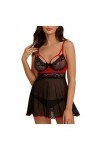 PANPANY Sleepwear Size + Lingerie Plus Bowknot G-String Robe sous-vêtements Femmes Lingerie Fourrure Black, M 