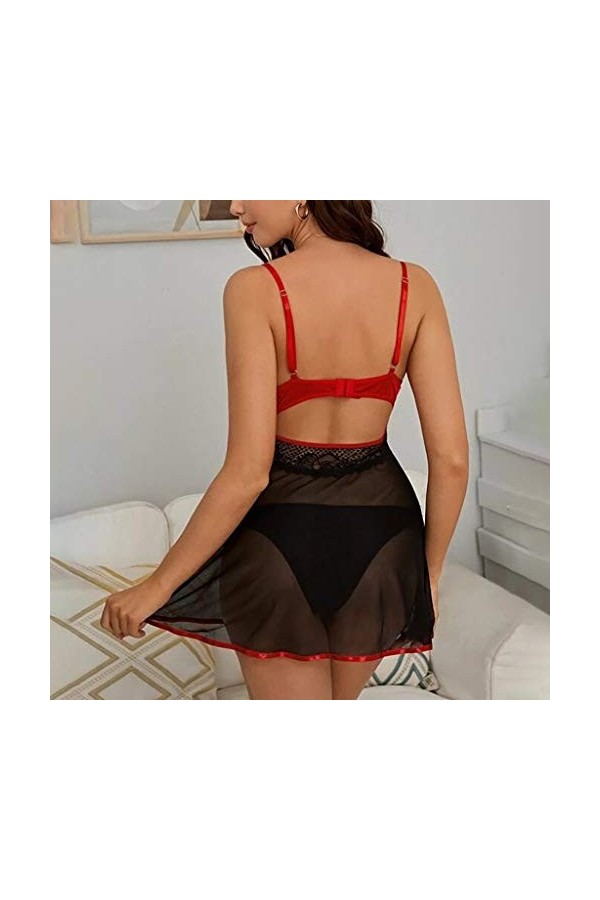 PANPANY Sleepwear Size + Lingerie Plus Bowknot G-String Robe sous-vêtements Femmes Lingerie Fourrure Black, M 